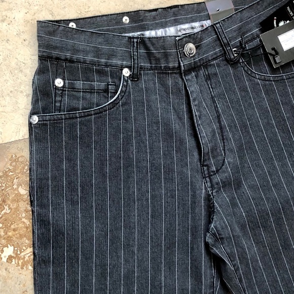 INTERNATIONAL LAUNDRY denim jean black grey stripe 32 cotton spandex - Picture 6 of 11